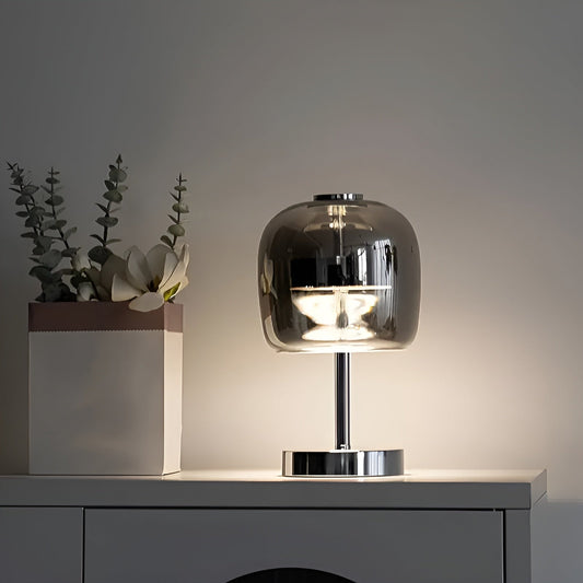 Vivolux | Gleam Lamp - Stylische rauchgraue Glaslampe USB-betriebenes dimmbares Licht