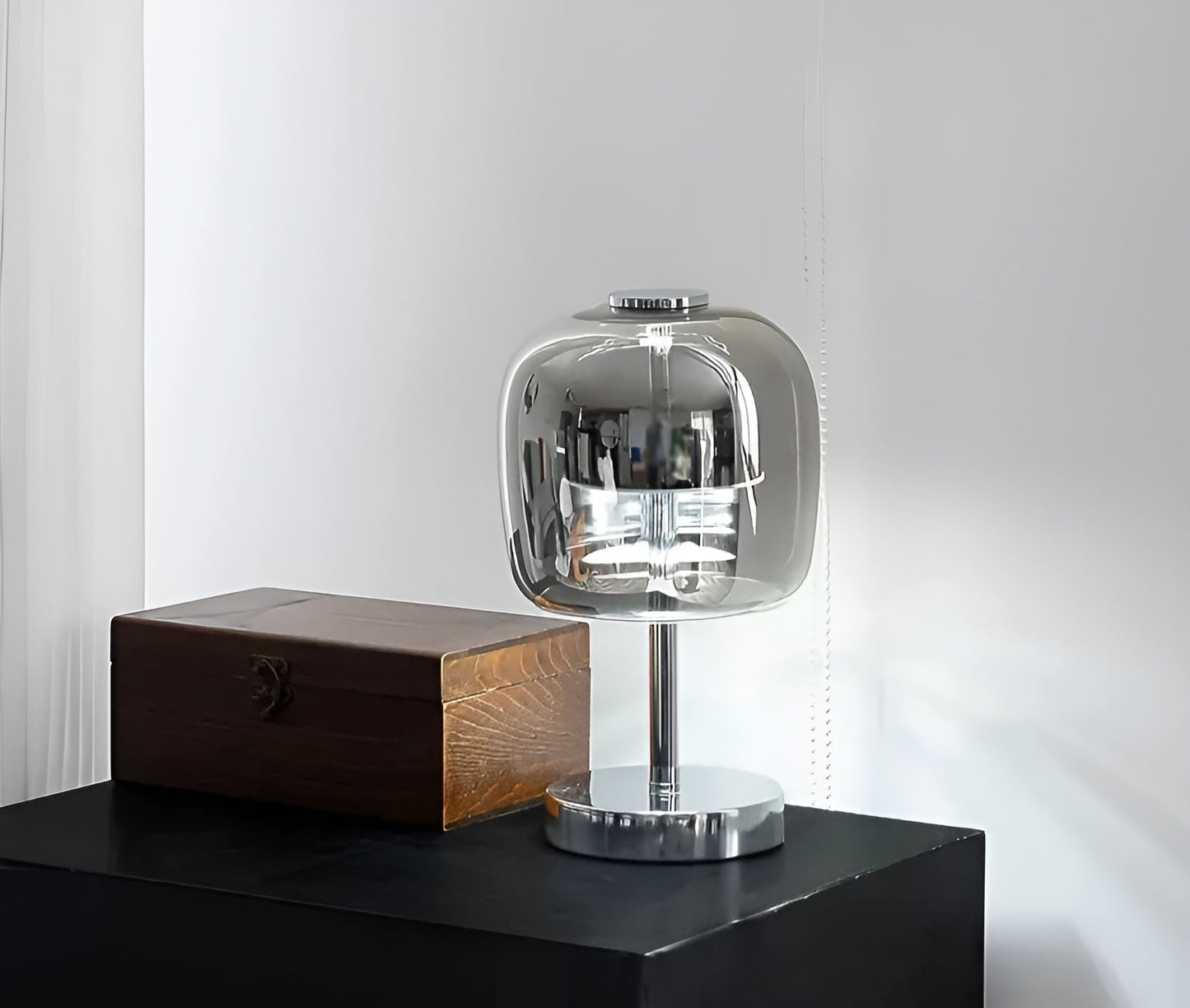 Vivolux | Gleam Lamp - Stylische rauchgraue Glaslampe USB-betriebenes dimmbares Licht