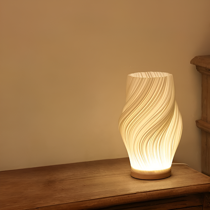Vivolux | DreamWave - Moderne cremefarbene 3D-Wellenlampe mit elegantem Metallsockel