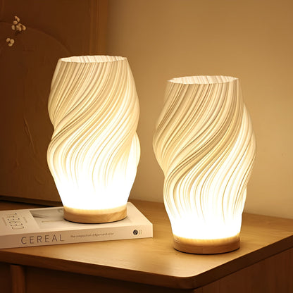 Vivolux | DreamWave - Moderne cremefarbene 3D-Wellenlampe mit elegantem Metallsockel