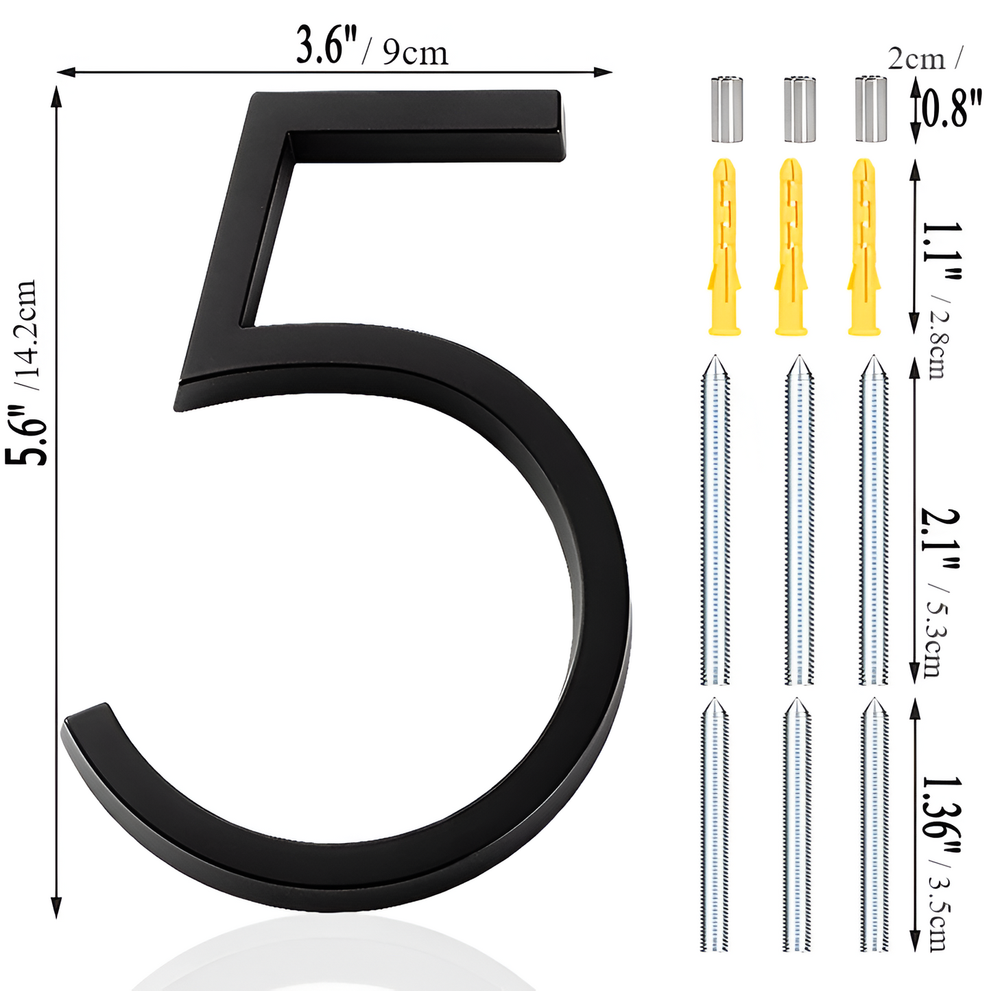 Vivolux | Schwarz Ganz Hausnummer  -  Hausnummer Modern  -  Hausnummer Schild
