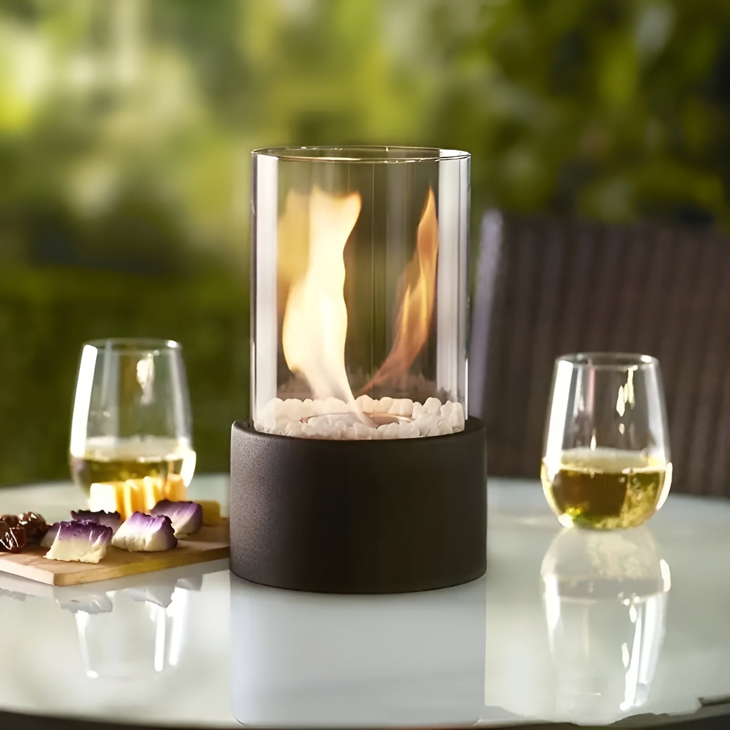 Vivolux | SleekFlame - Stilvolle schwarze Metallbasis Tischfeuerstelle