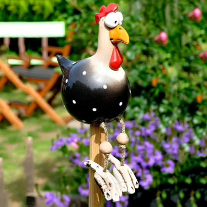 Vivolux | Große Augen Huhn Statue - Wetterfester Harz Handwerk - Hahn Garten Statue