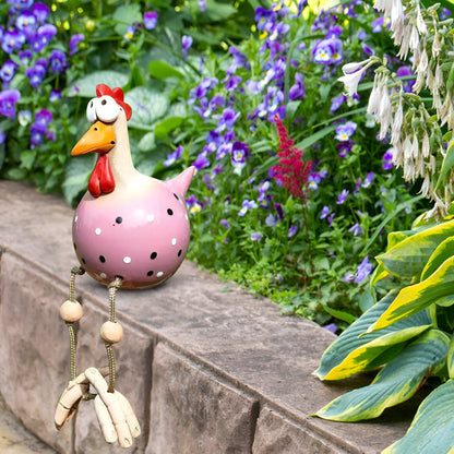 Vivolux | Große Augen Huhn Statue - Wetterfester Harz Handwerk - Hahn Garten Statue