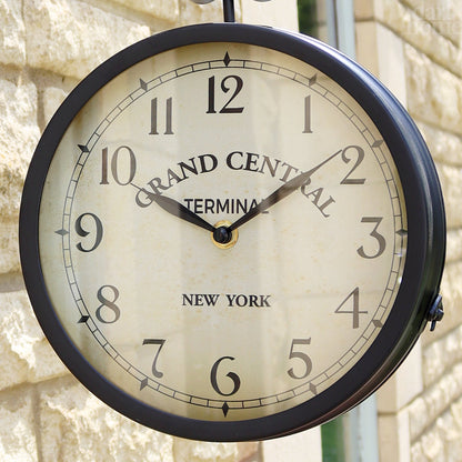 Vivolux | Black  Double Sided Railway Outdoor Clock