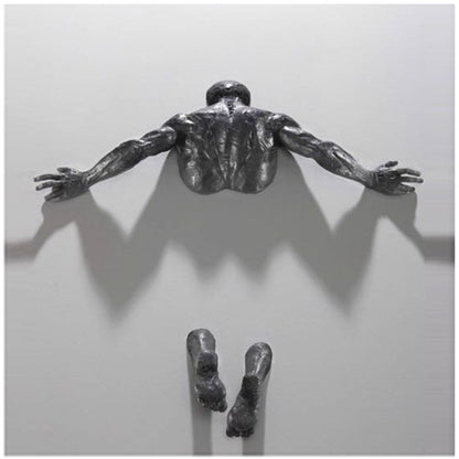 Vivolux | Imitation Kupferharz Ornament Abstrakte Figur Wandkunst Kletterer 3D Durch Wand Statue Skulptur