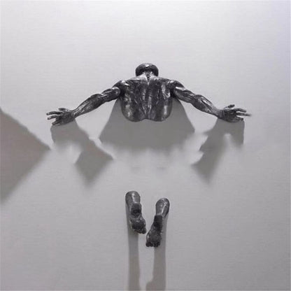 Vivolux | Imitation Kupferharz Ornament Abstrakte Figur Wandkunst Kletterer 3D Durch Wand Statue Skulptur