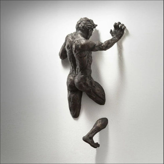 Vivolux | Imitation Kupferharz Ornament Abstrakte Figur Wandkunst Kletterer 3D Durch Wand Statue Skulptur