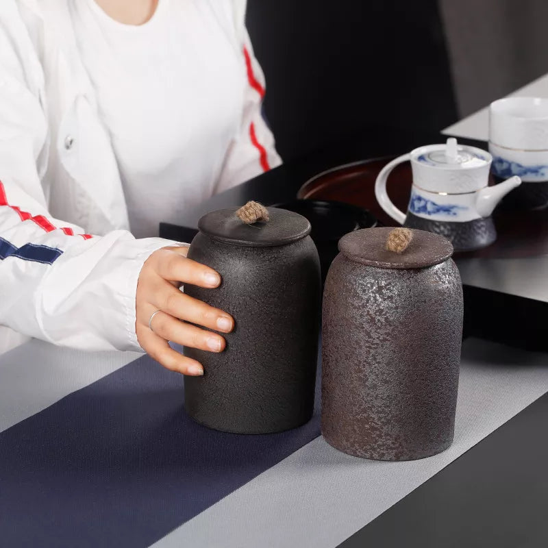 Vivolux | Japanische Teedosen aus Keramik, Retro-Steingut, luftdicht, Gong-Fu aus Keramik, für Süßigkeiten, Tee-Zeremonie-Zubehör