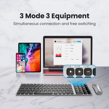 Vivolux | K4500 Kabellose Bluetooth-Tastatur + Drei-Modi Ladegeräuschloser Maus-Set