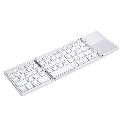 Vivolux | B033 Wiederaufladbare 3-fach faltbare 64 Tasten Bluetooth Wireless Tastatur mit Touchpad (Silber)