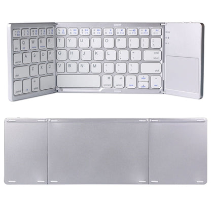 Vivolux | B033 Wiederaufladbare 3-fach faltbare 64 Tasten Bluetooth Wireless Tastatur mit Touchpad (Silber)