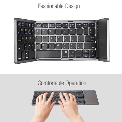 Vivolux | B033 Wiederaufladbare 3-fach faltbare 64 Tasten Bluetooth Wireless Tastatur mit Touchpad (Silber)