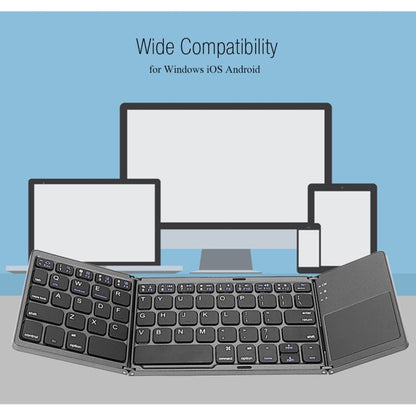 Vivolux | B033 Wiederaufladbare 3-fach faltbare 64 Tasten Bluetooth Wireless Tastatur mit Touchpad (Silber)