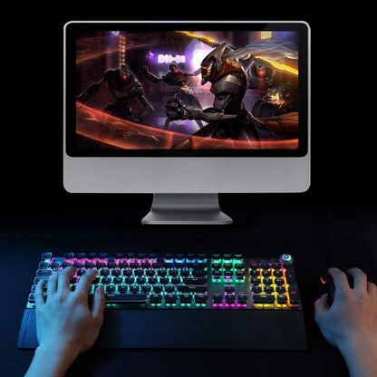 Vivolux | AULA F2088 108 Tasten Mixed Light Plating Punk Mechanisch Brauner Schalter Verkabelte USB Gaming-Tastatur mit Metallknopf (Silber)
