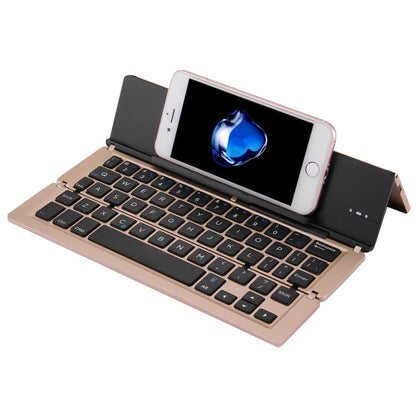 Vivolux | F18 Ultra-slim Wiederaufladbare Tragbare 58 Tasten Bluetooth Kabellose Tastatur mit Halter (Gold)
