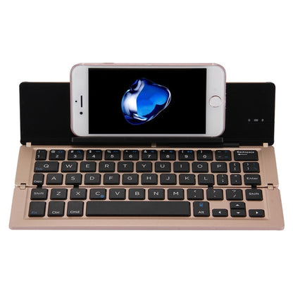 Vivolux | F18 Ultra-slim Wiederaufladbare Tragbare 58 Tasten Bluetooth Kabellose Tastatur mit Halter (Gold)