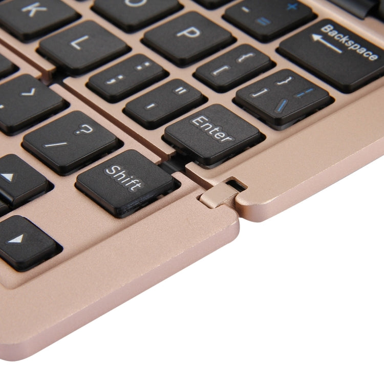 Vivolux | F18 Ultra-slim Wiederaufladbare Tragbare 58 Tasten Bluetooth Kabellose Tastatur mit Halter (Gold)