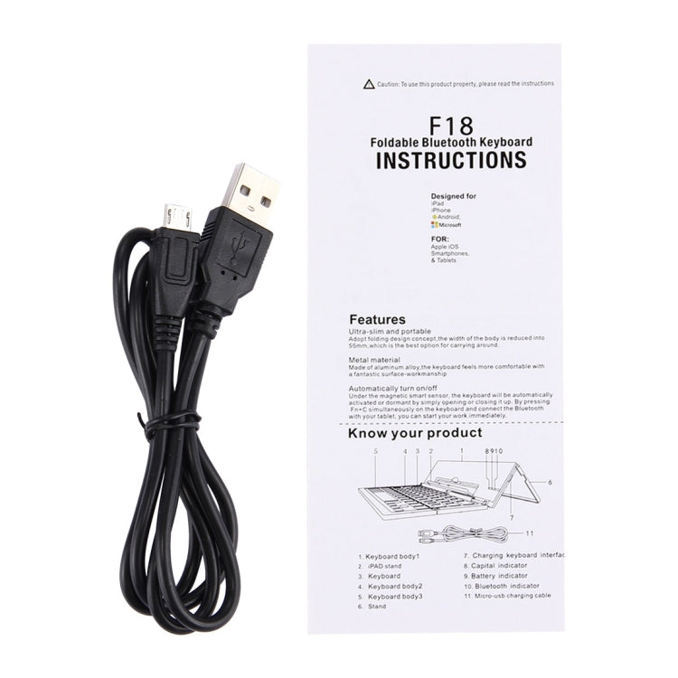 Vivolux | F18 Ultra-slim Wiederaufladbare Tragbare 58 Tasten Bluetooth Kabellose Tastatur mit Halter (Gold)