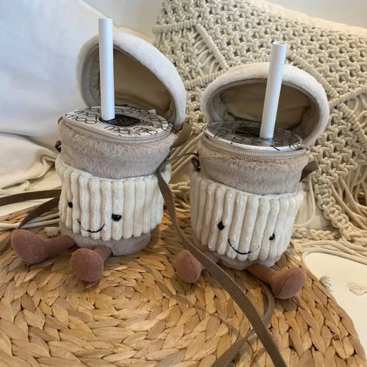 Vivolux | Niedlicher glücklicher Kaffeetassenhalter Plüschbeutel
