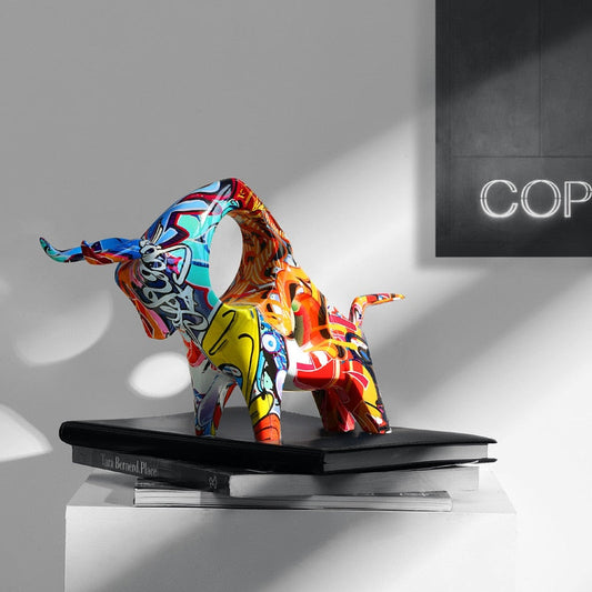 Vivolux | Kunst Bunte Stier-Skulptur