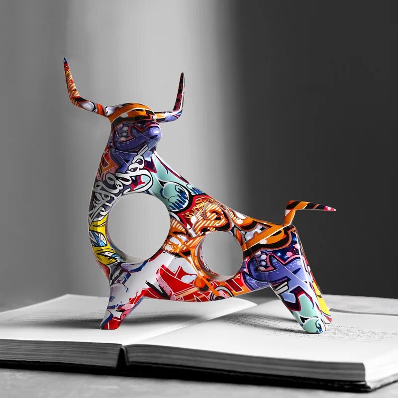 Vivolux | Kunst Bunte Stier-Skulptur