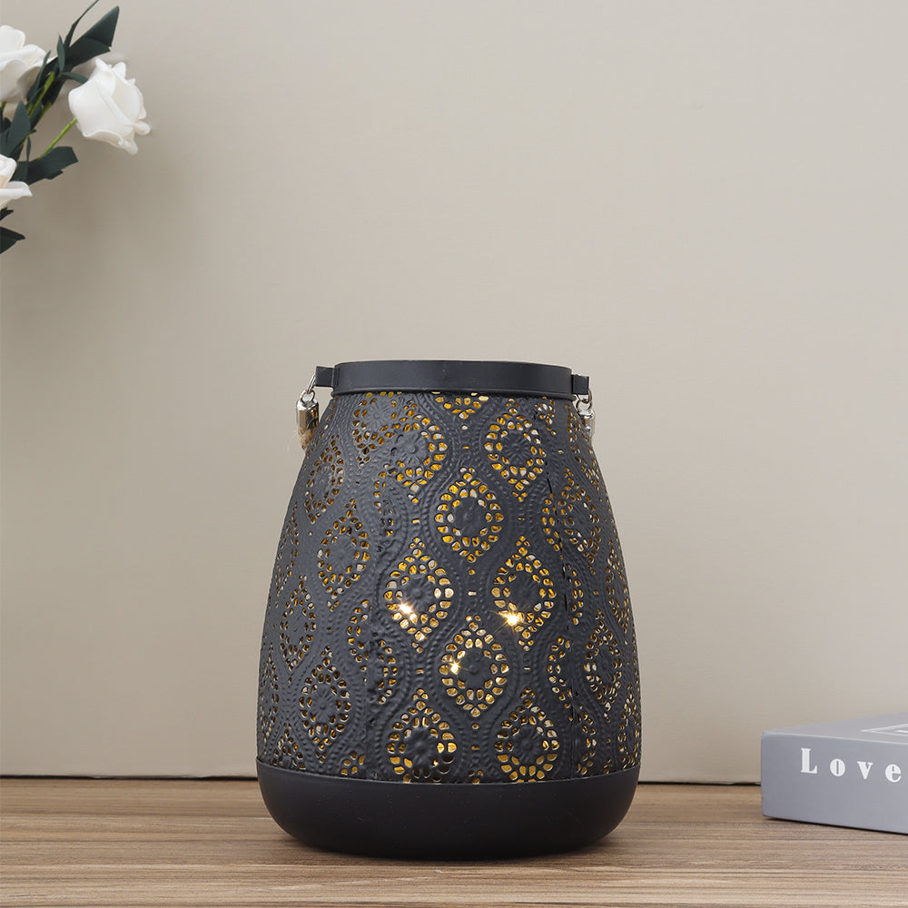 Vivolux | Marokkanischer Stil Black Metal Batterie Betriebene Tischlampe - Schnurlose Lampe