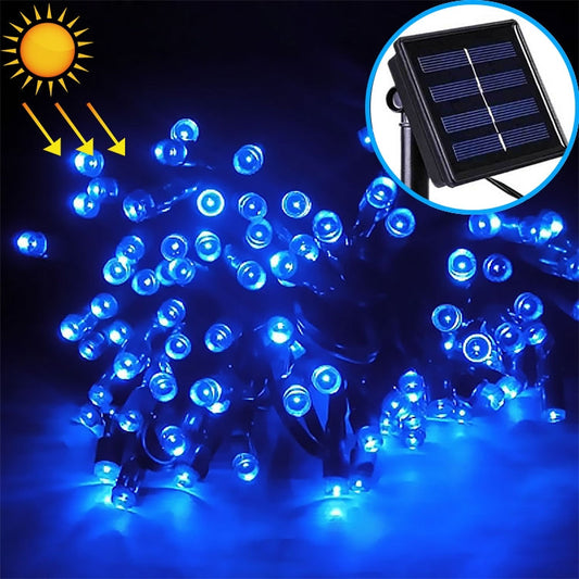 Vivolux | 200 LEDs Outdoor-Wasserdichte Weihnachtsfestdekoration Solar Lampen Lichterkette, Länge: 22m(Blaue)