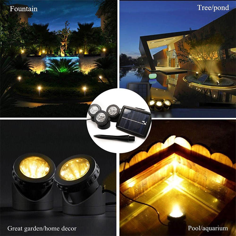 Vivolux | Zwei Köpfe LED Außen-Wasserproof Solar Unterwasser Spotlight Flutlicht