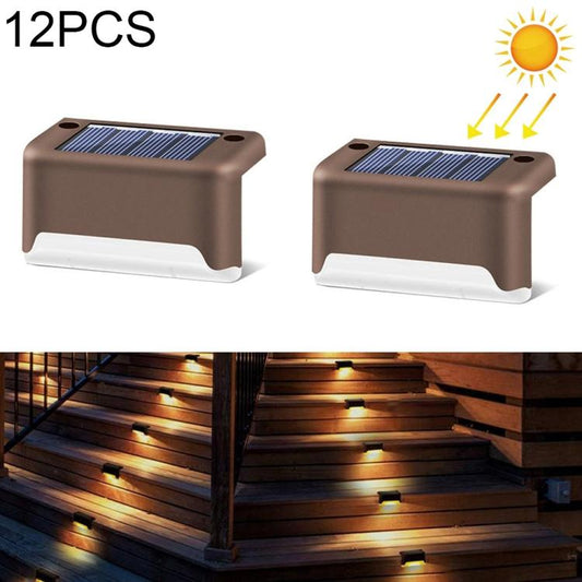 Vivolux | 12 PCS Solar Powered LED Außenstufenlicht IP65 wasserdicht Gartenlampe, warmweißes Licht (Braun)