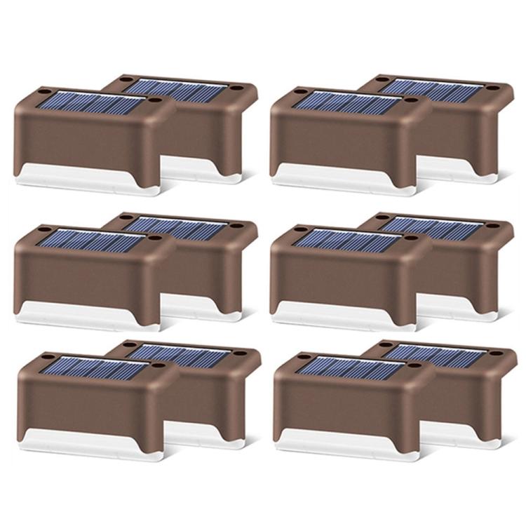 Vivolux | 12 PCS Solar Powered LED Außenstufenlicht IP65 wasserdicht Gartenlampe, warmweißes Licht (Braun)