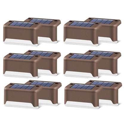 Vivolux | 12 PCS Solar Powered LED Außenstufenlicht IP65 wasserdicht Gartenlampe, warmweißes Licht (Braun)