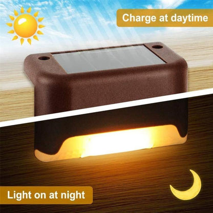 Vivolux | 12 PCS Solar Powered LED Außenstufenlicht IP65 wasserdicht Gartenlampe, warmweißes Licht (Braun)