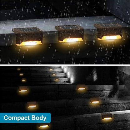 Vivolux | 12 PCS Solar Powered LED Außenstufenlicht IP65 wasserdicht Gartenlampe, warmweißes Licht (Braun)