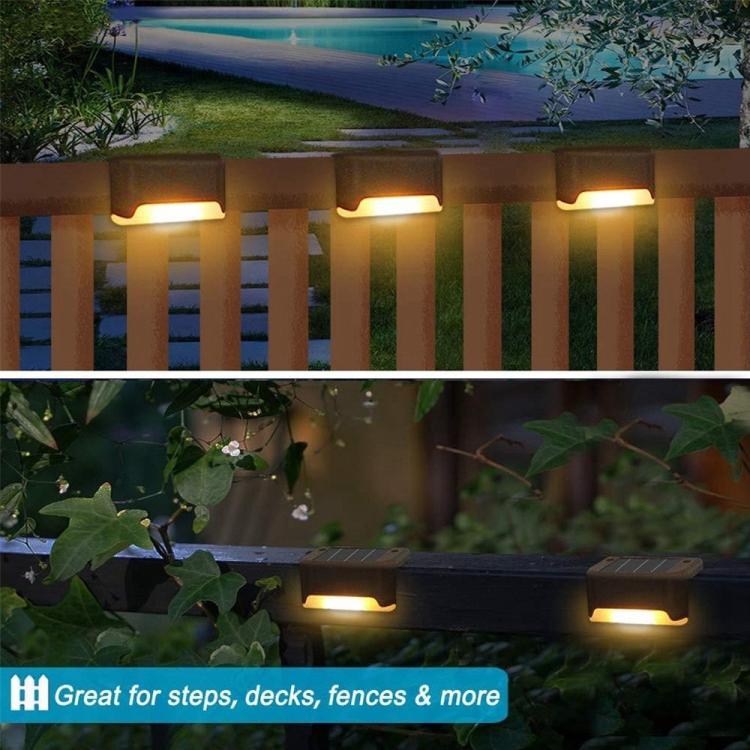 Vivolux | 12 PCS Solar Powered LED Außenstufenlicht IP65 wasserdicht Gartenlampe, warmweißes Licht (Braun)
