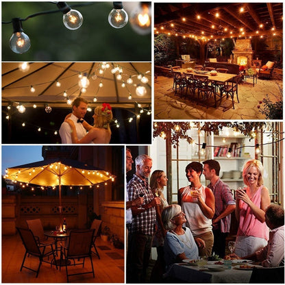 Vivolux | G40-EU-25 G40 7.6m 175W E12 IP44 wasserdicht Retro Filament Glühbirnen Lichterkette, 25 Glühbirnen LED dekorative Lampe für Garten, Bau, Bar, Party, Hochzeit, AC 220V, EU-Stecker (Warmweiß)