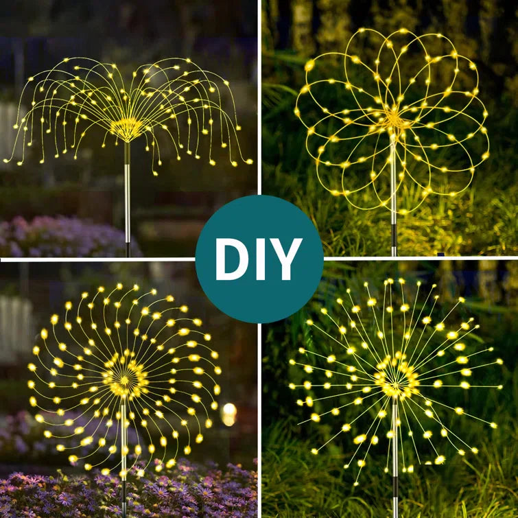 Vivolux | 4 Stück Solar Feuerwerk Gartenlampen - Wetterfeste LED Dekorationsbeleuchtung, Solarenergie für Garten und Patio