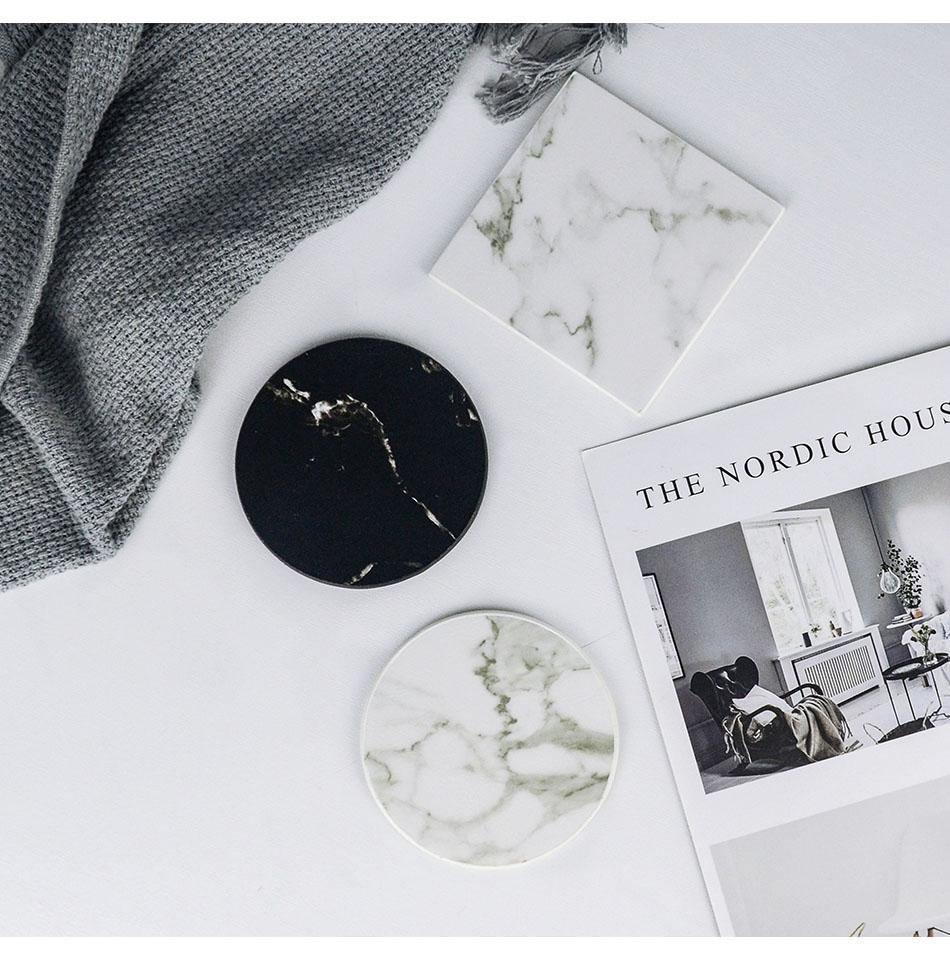 Vivolux | Coastline Vegan Leder-Untersetzer Set | Marmor-Optik | Stilvoller Schutz für Oberflächen