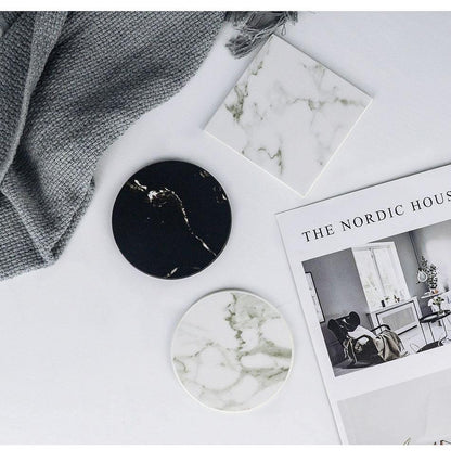 Vivolux | Coastline Vegan Leder-Untersetzer Set | Marmor-Optik | Stilvoller Schutz für Oberflächen