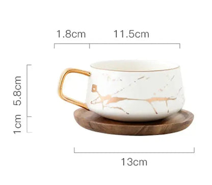 Vivolux | Marmormuster Kaffeetasse mit Goldverzierung