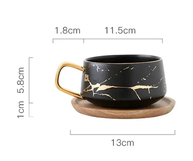 Vivolux | Marmormuster Kaffeetasse mit Goldverzierung