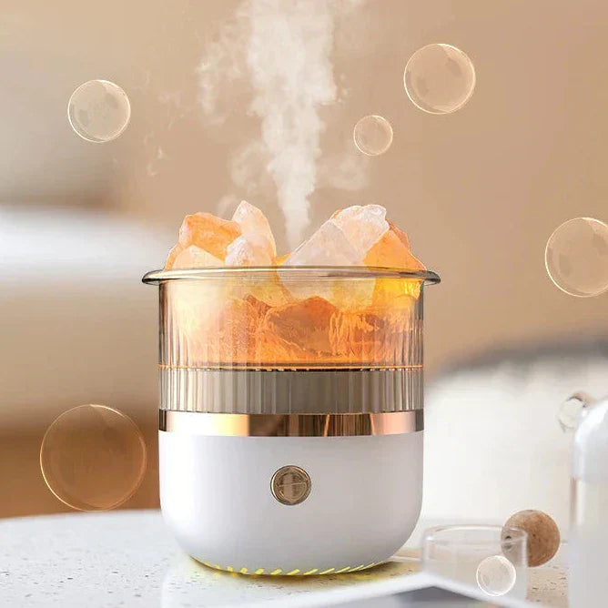 Vivolux | Himalaya Salzkrystalllampe & Ätherischer Öl Diffusor, USB Ultraschall Luftbefeuchter für Zuhause & Büro