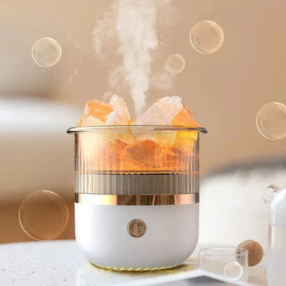 Vivolux | Himalaya Salzkrystalllampe & Ätherischer Öl Diffusor, USB Ultraschall Luftbefeuchter für Zuhause & Büro