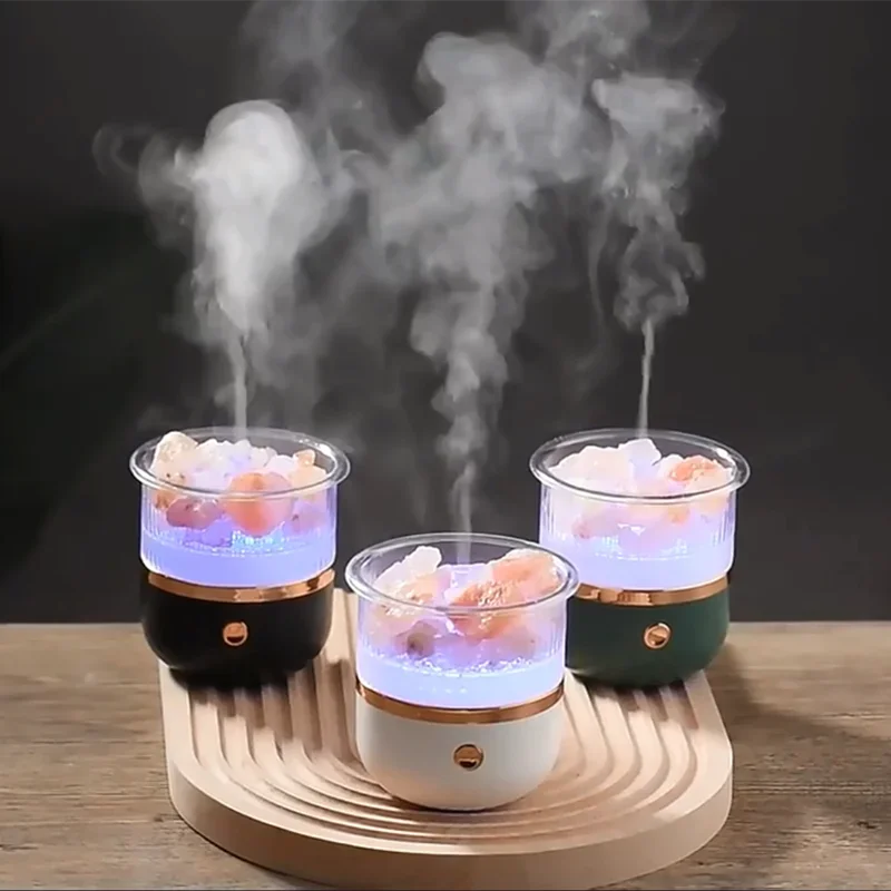 Vivolux | Himalaya Salzkrystalllampe & Ätherischer Öl Diffusor, USB Ultraschall Luftbefeuchter für Zuhause & Büro