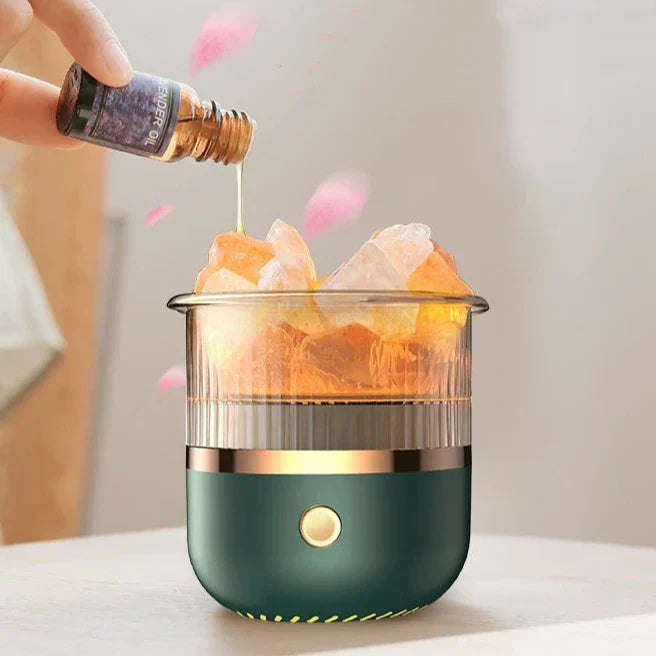 Vivolux | Himalaya Salzkrystalllampe & Ätherischer Öl Diffusor, USB Ultraschall Luftbefeuchter für Zuhause & Büro