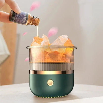 Vivolux | Himalaya Salzkrystalllampe & Ätherischer Öl Diffusor, USB Ultraschall Luftbefeuchter für Zuhause & Büro
