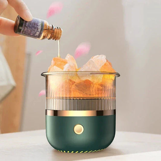 Vivolux | Himalaya Salzkrystalllampe & Ätherischer Öl Diffusor, USB Ultraschall Luftbefeuchter für Zuhause & Büro