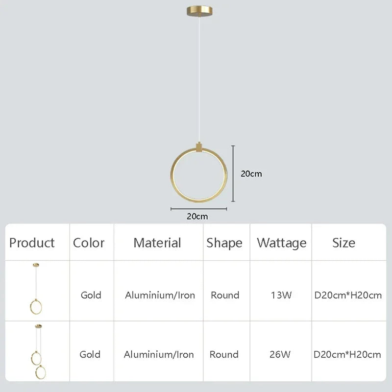 Vivolux | Elegante Doppelte Ring Hängeleuchte | DuoGlow