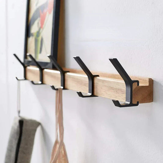 Vivolux | Wandgarderobe mit beweglichen Haken – Skandinavisches Design aus Holz Metall