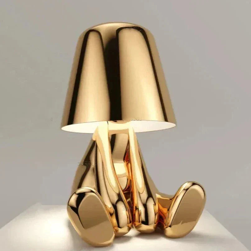 Vivolux | Goldene Man LED Denker Tischlampe – Verspielt Nachttischlampe für Schlafzimmer & Dekor